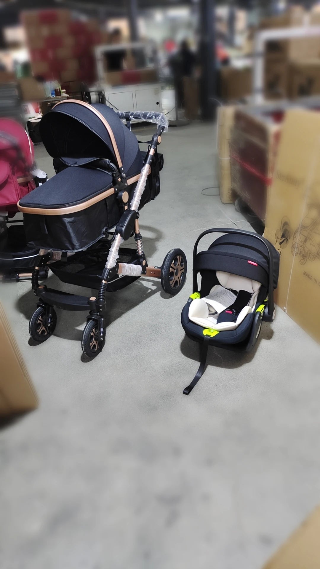 Infant Car Seat Combo Stroller Travel System for Newborn with Isofix Base,Baby Carriage 3in1 Reversible Stroller suit Toddler