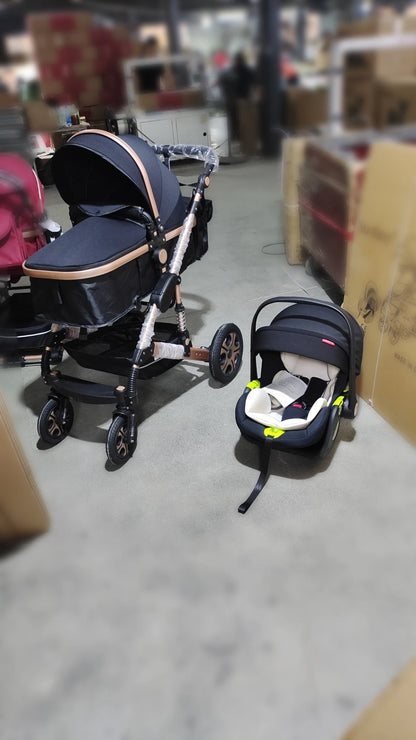 Infant Car Seat Combo Stroller Travel System for Newborn with Isofix Base,Baby Carriage 3in1 Reversible Stroller suit Toddler