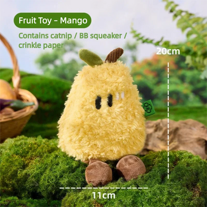 Catnip Fruit Plush Toy for Cats – Interactive Sound Toy with Crinkle Paper & Squeaker (Watermelon / Cucumber)