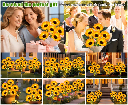 Solar Lights Outdoor Decor - Upgraded,Solar Sunflower Lights,Waterproof Solar Outdoor Lights Auto ON/Off Solar Decorative Lights