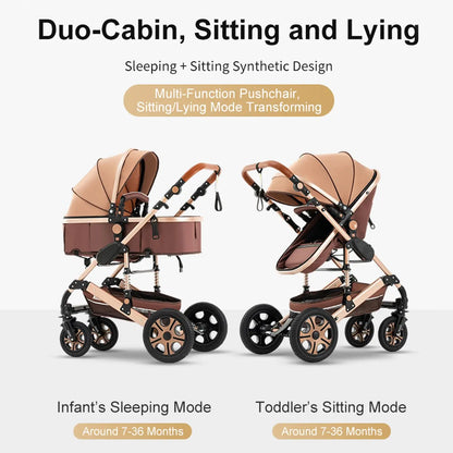 Baby Stroller Combo Car Seat - Infant Pushchair with Carry Cot Foldable Reversible Pram,Travel System with Isofix Base Upto 5lbs