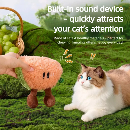 Catnip Fruit Plush Toy for Cats – Interactive Sound Toy with Crinkle Paper & Squeaker (Watermelon / Cucumber)
