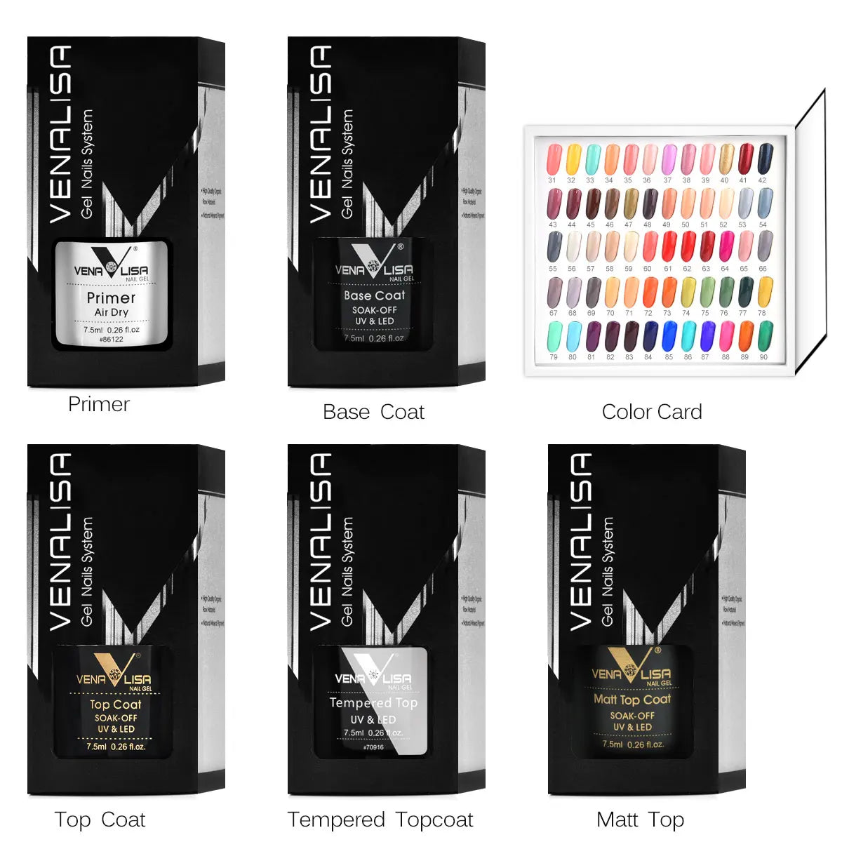 VENALISA VIP Kits 7.5ML Nail Gel Polish Soak Off UV LED Nail Gel Color Palette Gel Varnish Base Diamond Top Coat 62pcs/lot Gel