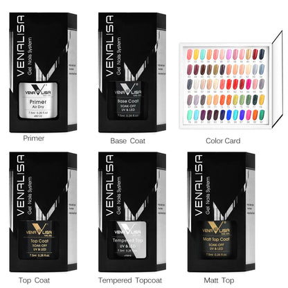 VENALISA VIP Kits 7.5ML Nail Gel Polish Soak Off UV LED Nail Gel Color Palette Gel Varnish Base Diamond Top Coat 62pcs/lot Gel