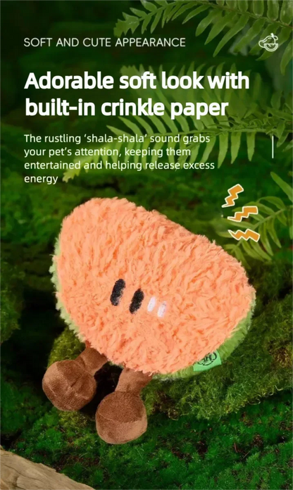 Catnip Fruit Plush Toy for Cats – Interactive Sound Toy with Crinkle Paper & Squeaker (Watermelon / Cucumber)