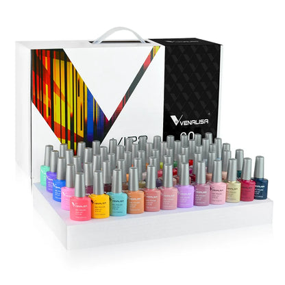 VENALISA VIP Kits 7.5ML Nail Gel Polish Soak Off UV LED Nail Gel Color Palette Gel Varnish Base Diamond Top Coat 62pcs/lot Gel