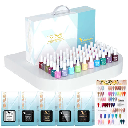 VENALISA VIP Kits 7.5ML Nail Gel Polish Soak Off UV LED Nail Gel Color Palette Gel Varnish Base Diamond Top Coat 62pcs/lot Gel