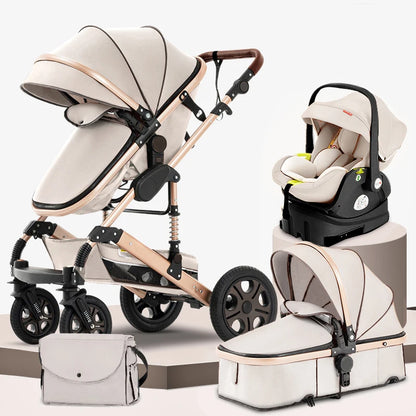 Infant Car Seat Combo Stroller Travel System for Newborn with Isofix Base,Baby Carriage 3in1 Reversible Stroller suit Toddler