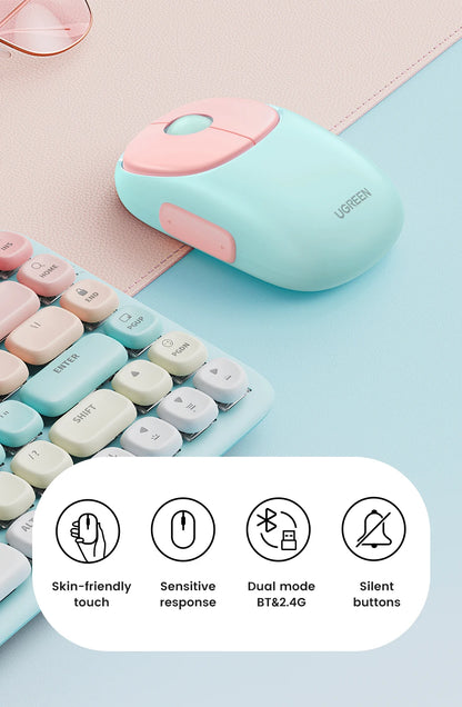 UGREEN Wireless Mouse Bluetooth 5.0 3.0 2.4G Rechargeable Mouse 4000 DPI Charging Bluetooth Mouse For MacBook iPad Tablet Laptop