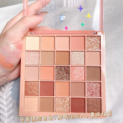 25 Colors Eyeshadow Palette High Gloss Cement Grey Rose Brown Color Tone Matte Glitter Daily Makeup Dry Rose Eyeshadow For Music