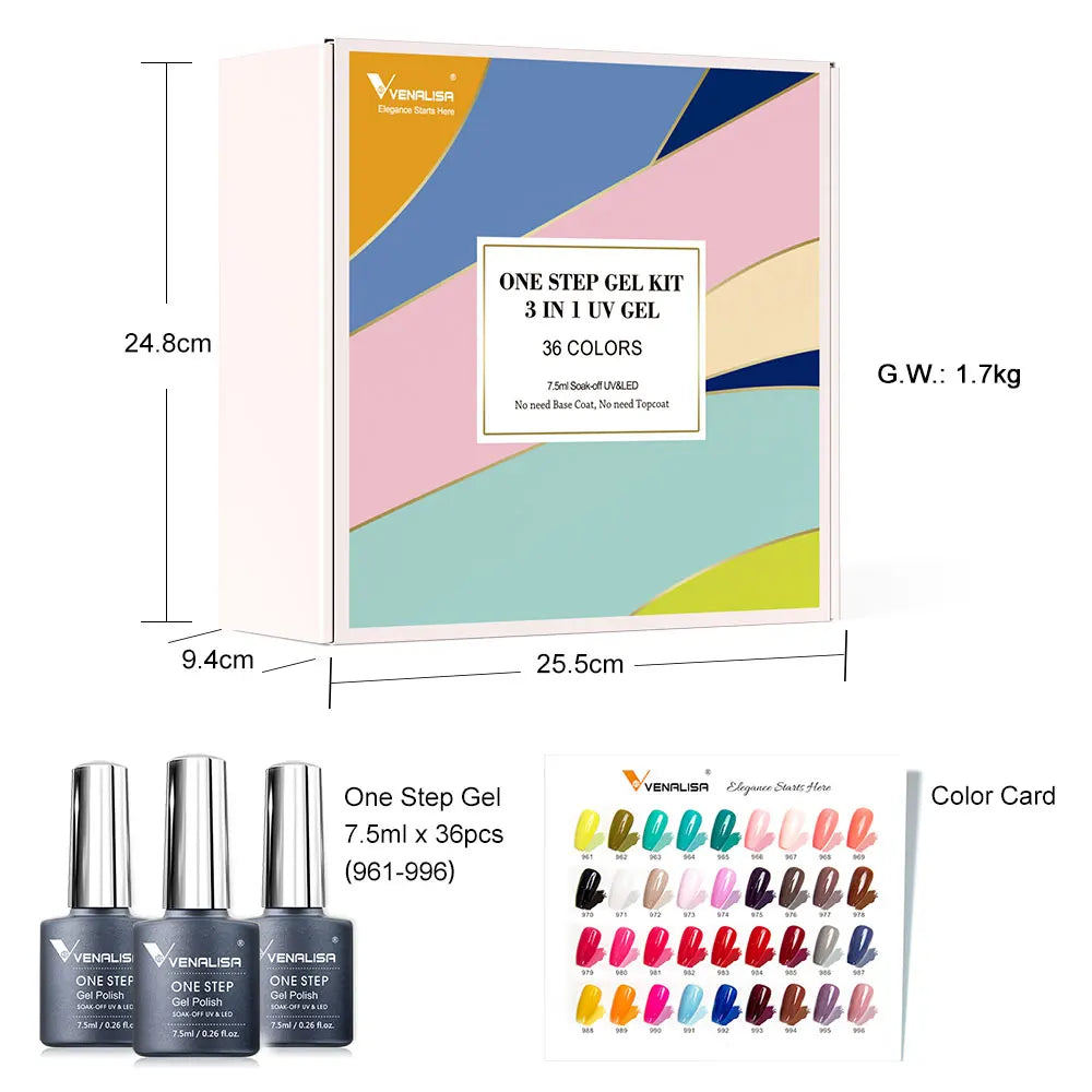 VIP5 VENALISA Gel Nail Polish Kit Hema Free Nude Pink Glitter Gorgeous Color Nail Manicure Soak off UV LED Nail Gel Varnish Set