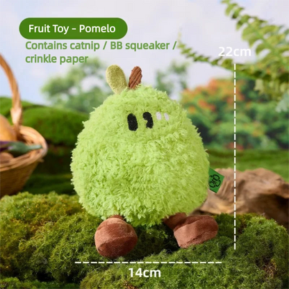 Catnip Fruit Plush Toy for Cats – Interactive Sound Toy with Crinkle Paper & Squeaker (Watermelon / Cucumber)