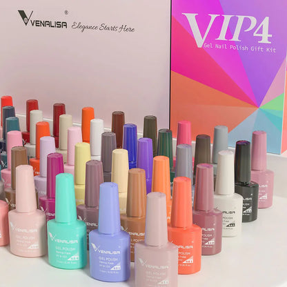 VENALISA VIP Kits 7.5ML Nail Gel Polish Soak Off UV LED Nail Gel Color Palette Gel Varnish Base Diamond Top Coat 62pcs/lot Gel