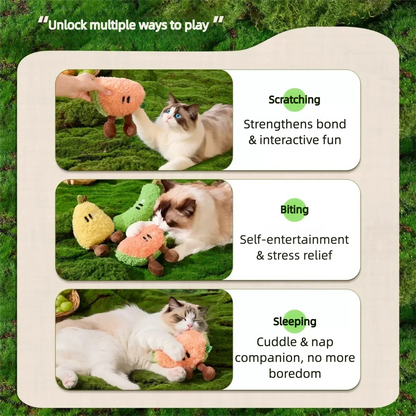Catnip Fruit Plush Toy for Cats – Interactive Sound Toy with Crinkle Paper & Squeaker (Watermelon / Cucumber)