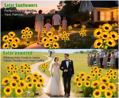 Solar Lights Outdoor Decor - Upgraded,Solar Sunflower Lights,Waterproof Solar Outdoor Lights Auto ON/Off Solar Decorative Lights
