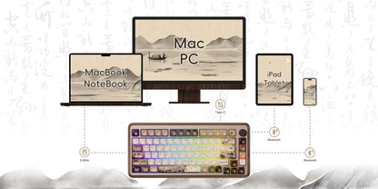 Akko MU02 75% Mountain Seclusion Wooden Mechanical Keyboard RGB Hot-swappable BT5.0/2.4G Wireless & Type-C Wired Gaming Keyboard