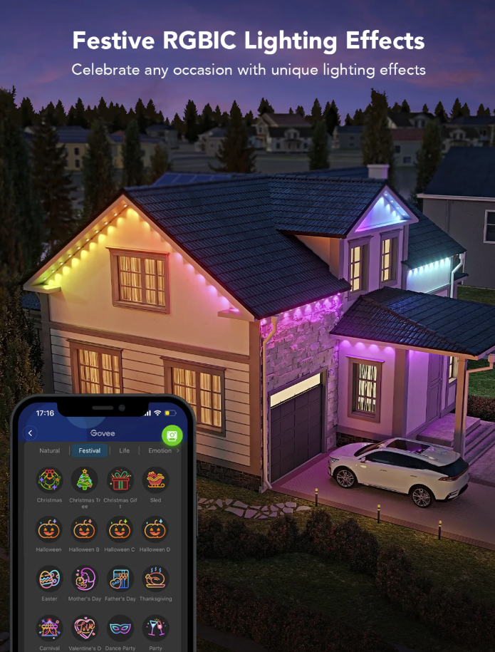Govee RGBIC LED Permanent Outdoor Lights Model H705C (150 ft).