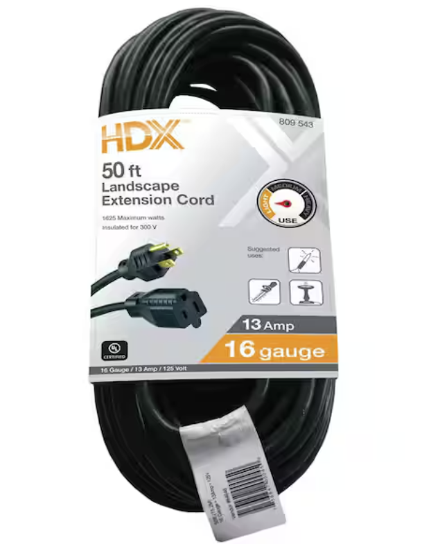 50 ft. 16/3 Light Duty Outdoor Extension Cord, Green
