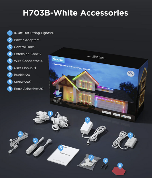 Govee Outdoor Dot String Lights Models H703B (100 ft)