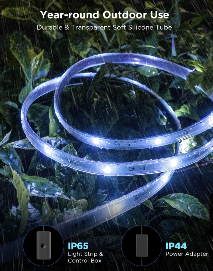 Govee Wi-Fi RGBIC Outdoor Strip Lights H6173 – 65.6 ft (2 × 32.8 ft rolls)
