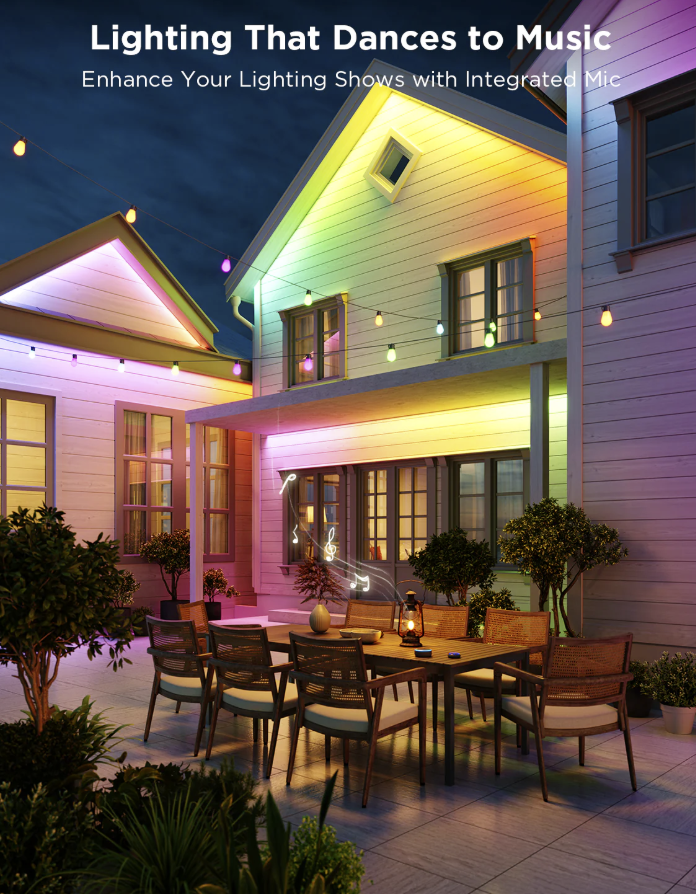 Govee Wi-Fi RGBIC Outdoor Strip Lights H6173 – 65.6 ft (2 × 32.8 ft rolls)