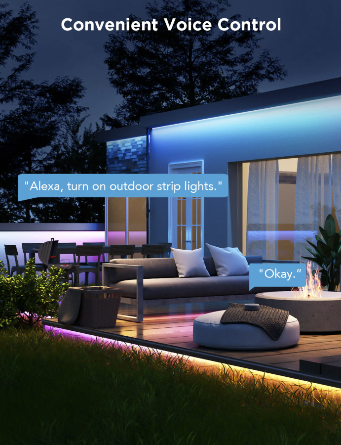 Govee Wi-Fi RGBIC Outdoor Strip Lights H6173 – 65.6 ft (2 × 32.8 ft rolls)