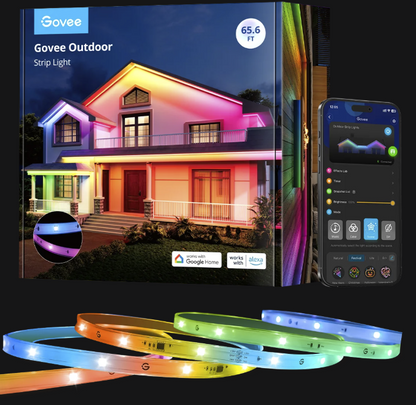 Govee Wi-Fi RGBIC Outdoor Strip Lights H6173 – 65.6 ft (2 × 32.8 ft rolls)