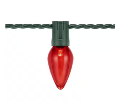 100 Count Red and Green Steady Lit Super-Bright C9 LED Lights