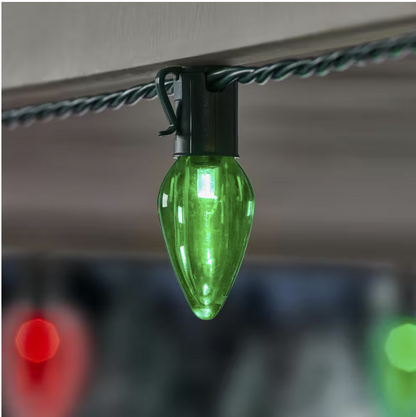 100 Count Red and Green Steady Lit Super-Bright C9 LED Lights