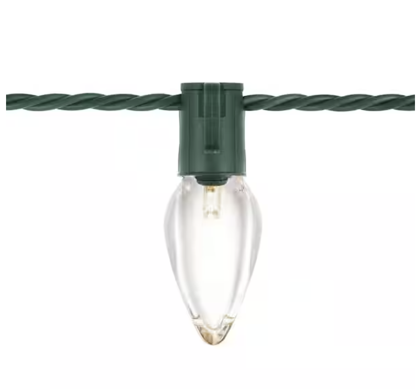 100 Count Warm White Steady Lit Super-Bright C9 LED Lights