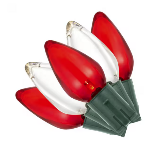 100 Count Red and Warm White Steady Lit Super Bright C9 LED Lights