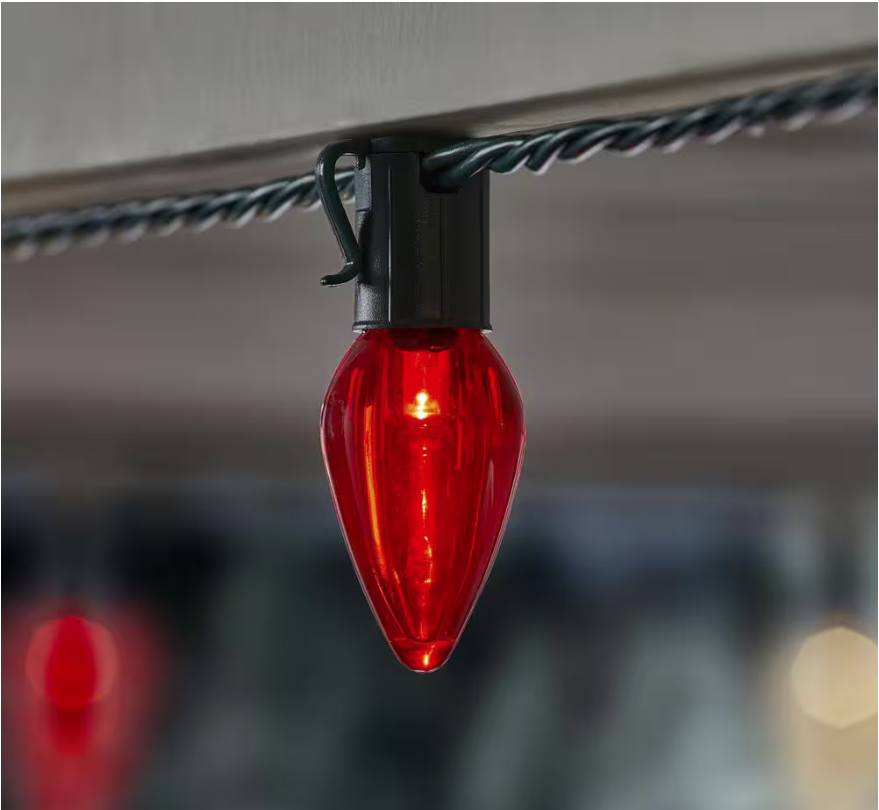 100 Count Red and Warm White Steady Lit Super Bright C9 LED Lights