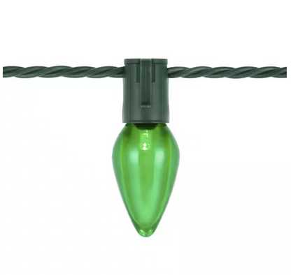 100 Count Red/Green/Warm White Steady Lit Super-Bright C9 LED Lights