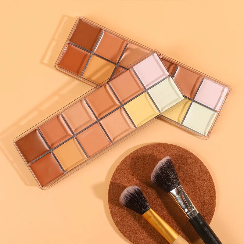 12 Color Concealer Palette Nude Contour Cream Acne Spot Dark Circles Cover Face Foundation Brighten Pigment Cosmetic Makeup Tool