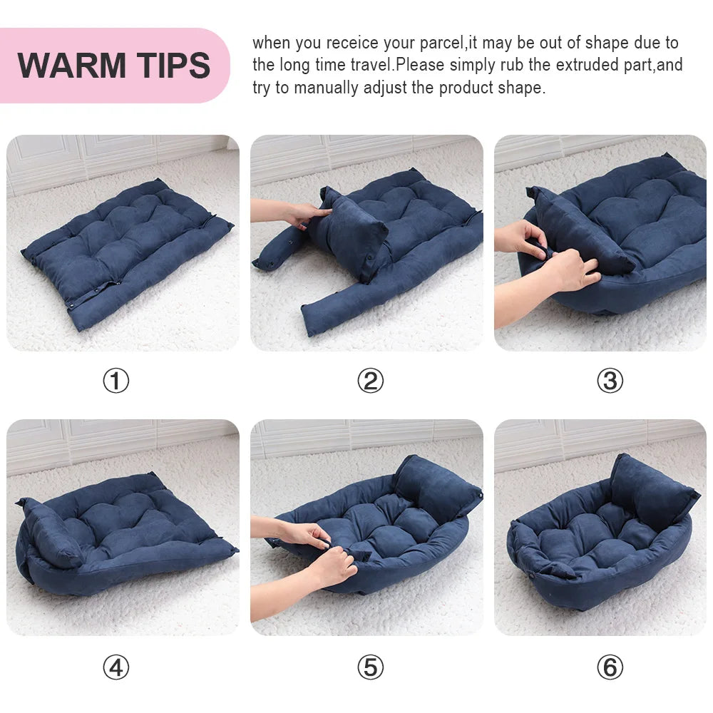 Warm Dog Sofa Bed Winter Pet Dog Cat Bed Sleeping House Kennel Mat Cat Puppy Mattress Pet House Cushion For Small Large Dogs