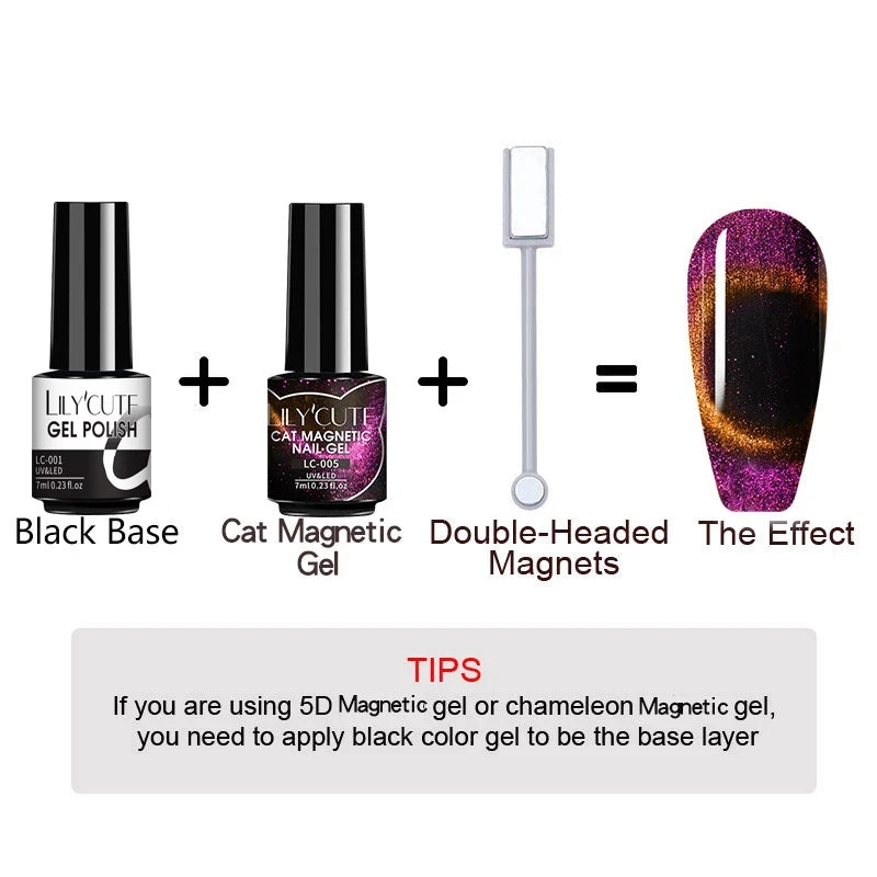 LILYCUTE 7ml 9D Cat Magnetic Gel Nail Polish Iridescent Magnet Semi Permanent Soak Off UV LED Manicure For Nail Art Gel Varnish