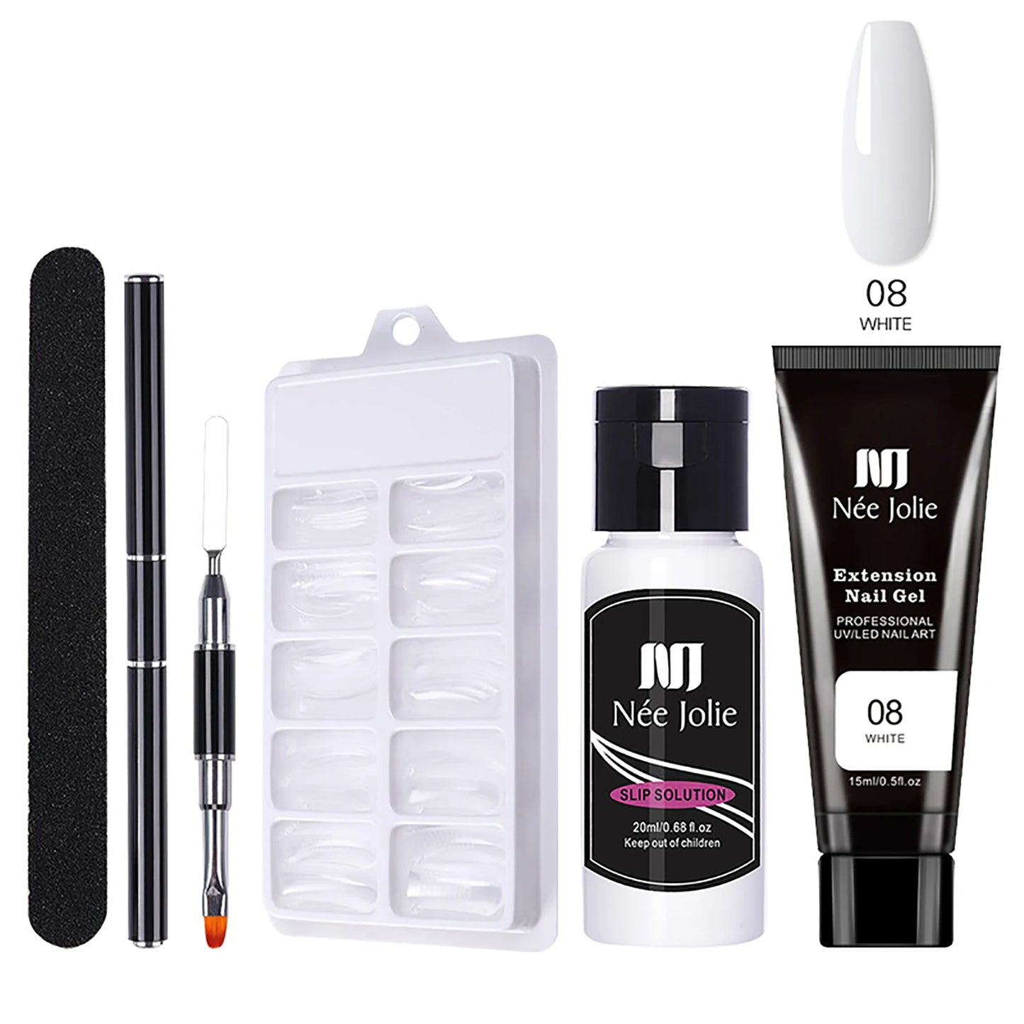 120ml 8pcs UV Nail Gel Extension Nail Kit Manicure Gel Set With Nail File,brush,cleaner,Base Glue,Sealing Layer,Mini Lamp)