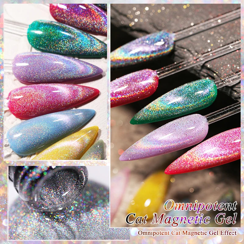 BORN PRETTY Sparkling Glass Bead Cat Magnetic Gel Nail Polish Flash White Spar Red Color Semi Permanent Soak Off UV Gel Varnish