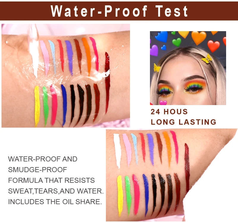 17 Colors Neon Liquid Eyeliner Pencil Waterproof Colorful Blue Green Yellow White Eye Liner Pen Women Makeup Eyes Cosmetics