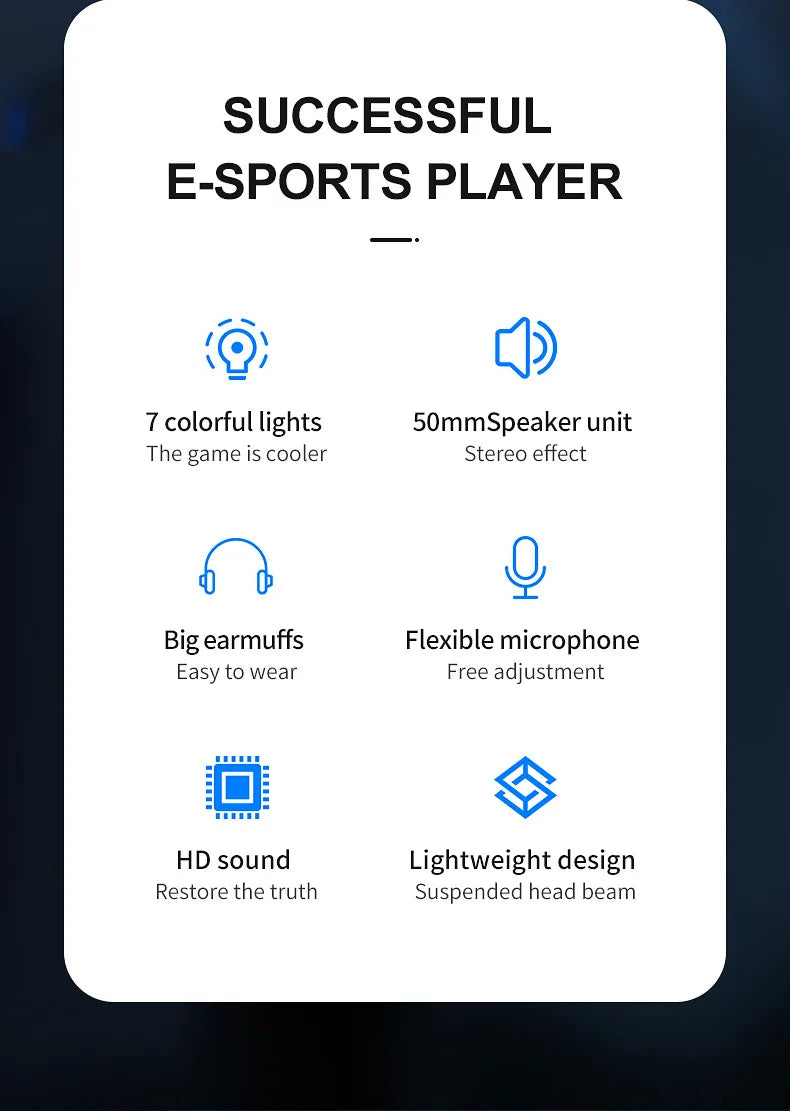 G58/G60 7.1 Virtual Surround Gaming Headset with LED & Mic