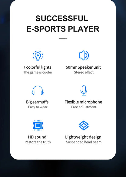 G58/G60 7.1 Virtual Surround Gaming Headset with LED & Mic