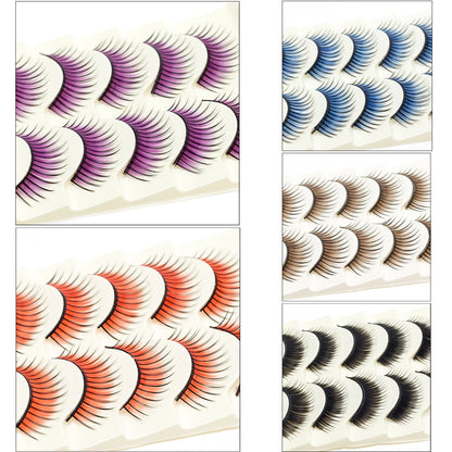 ICYCHEER Makeup Fancy Eyelashes Colorful Red Blue Purple Brown Fake Eyelash Extension Cosplay Party Halloween Handmade Soft
