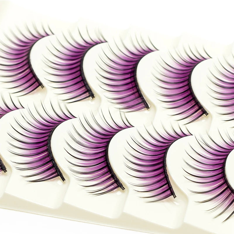 ICYCHEER Makeup Fancy Eyelashes Colorful Red Blue Purple Brown Fake Eyelash Extension Cosplay Party Halloween Handmade Soft