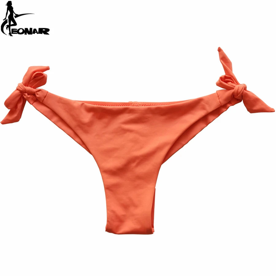Sexy Solid Thong Bikini Brazilian Cut Swimwear Women Bottom Adjustable Briefs Swimsuit Panties Underwear Thong Bathing Suit