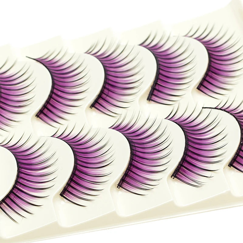 ICYCHEER Makeup Fancy Eyelashes Colorful Red Blue Purple Brown Fake Eyelash Extension Cosplay Party Halloween Handmade Soft