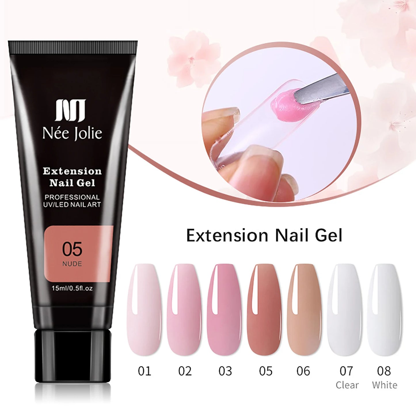 120ml 8pcs UV Nail Gel Extension Nail Kit Manicure Gel Set With Nail File,brush,cleaner,Base Glue,Sealing Layer,Mini Lamp)