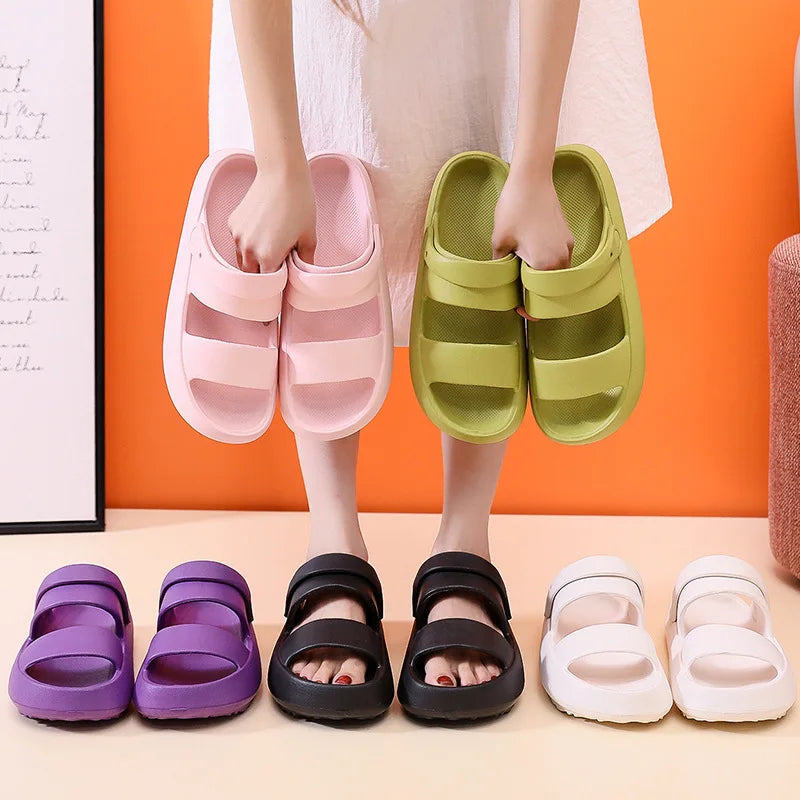 Women Summer Thick Platform Slippers Beach Eva Flip Flops Soft Sole Slide Sandals Leisure Men Ladies Indoor Bath Anti-slip Shoes