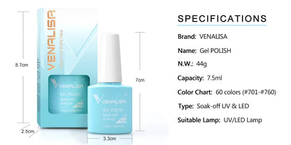 Venalisa VIP5 Nail Gel Polish HEMA/TPO FREE Full Coverage Beautiful Semi Permanent Soak Off UV LED Gel Nail Polish Gel Lacquer