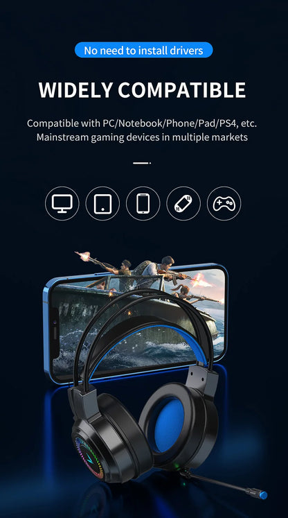 G58/G60 7.1 Virtual Surround Gaming Headset with LED & Mic