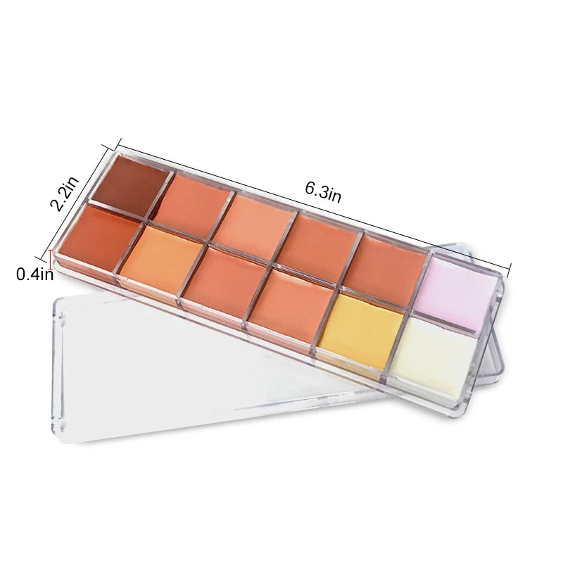 12 Color Concealer Palette Nude Contour Cream Acne Spot Dark Circles Cover Face Foundation Brighten Pigment Cosmetic Makeup Tool